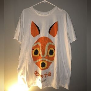 Bioworld White Tee with Orange Graphic Princess Mononoke Studio Ghibli Howls Mov